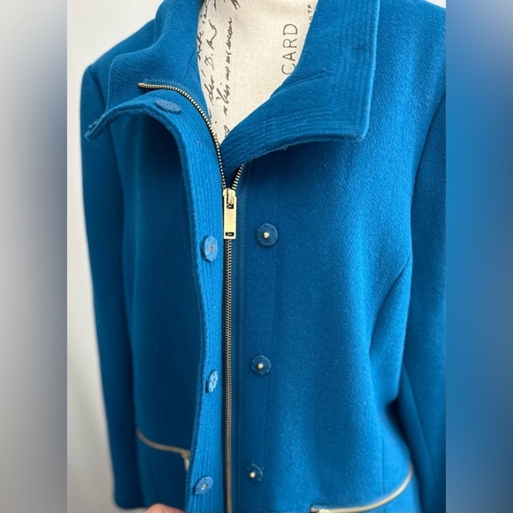 💙💙Warm Navy Blue Wool-Blend Coat with Stand Collar 💙💙 - Picture 4 of 13